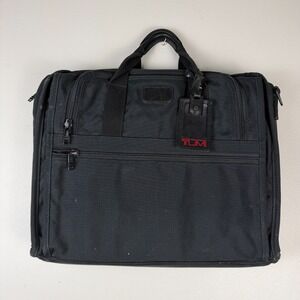 TUMI Briefcase Bag Men's Black Nylon Logo Patch Classic Top Handles Zip Pockets